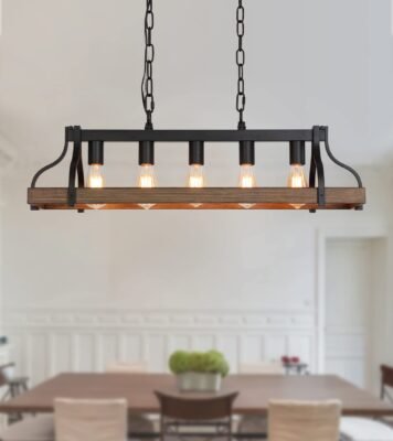 MEIXISUE Kitchen Island Pendant Lighting Review: Rustic 5-Light Farmhouse Style for Dining Rooms and Islands