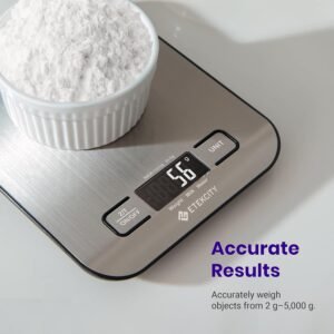 Etekcity Food Kitchen Scale, Digital Grams and Ounces, 11lb Silver