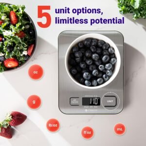 Etekcity Food Kitchen Scale, Digital Grams and Ounces, 11lb Silver