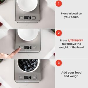 Etekcity Food Kitchen Scale, Digital Grams and Ounces, 11lb Silver