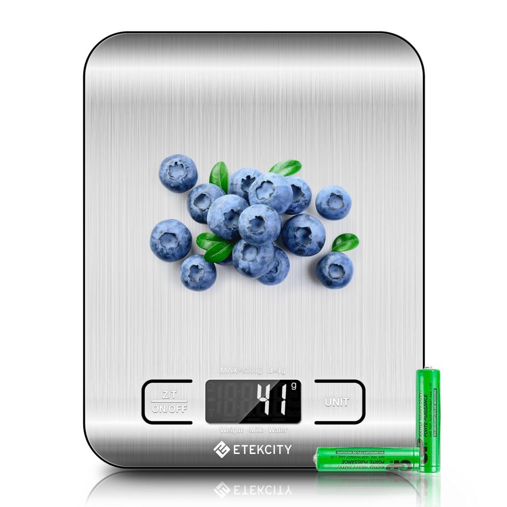Etekcity Food Kitchen Scale, Digital Grams and Ounces, 11lb Silver