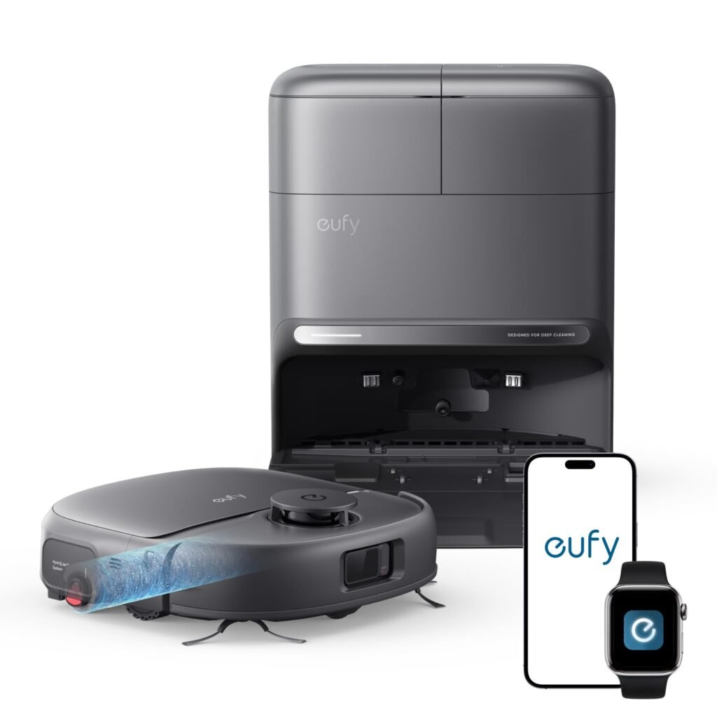 eufy C28 Omni, Robot Vacuum and Mop, HydroJet Self Clean Roller Mop Black