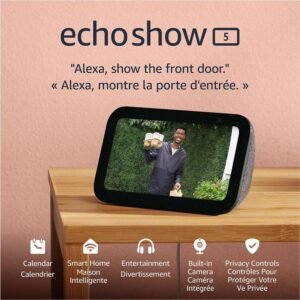 Amazon Echo Show 5 (newest model), Smart display with deeper bass and clearer sound, Designed for Alexa+, Charcoal