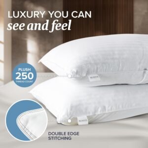 Beckham Hotel Collection Queen/Standard Size Memory Foam Bed Pillows Set of 2 - Cooling Shredded Foam Pillow for Back, Stomach or Side Sleepers Queen White
